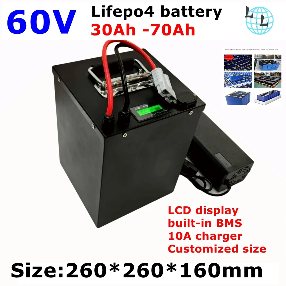 LL-Batterie au lithium pour vélo électrique, scooter électrique, moto, voiturette de golf, batteries lifepo4, veFepo4, 60V, 50Ah