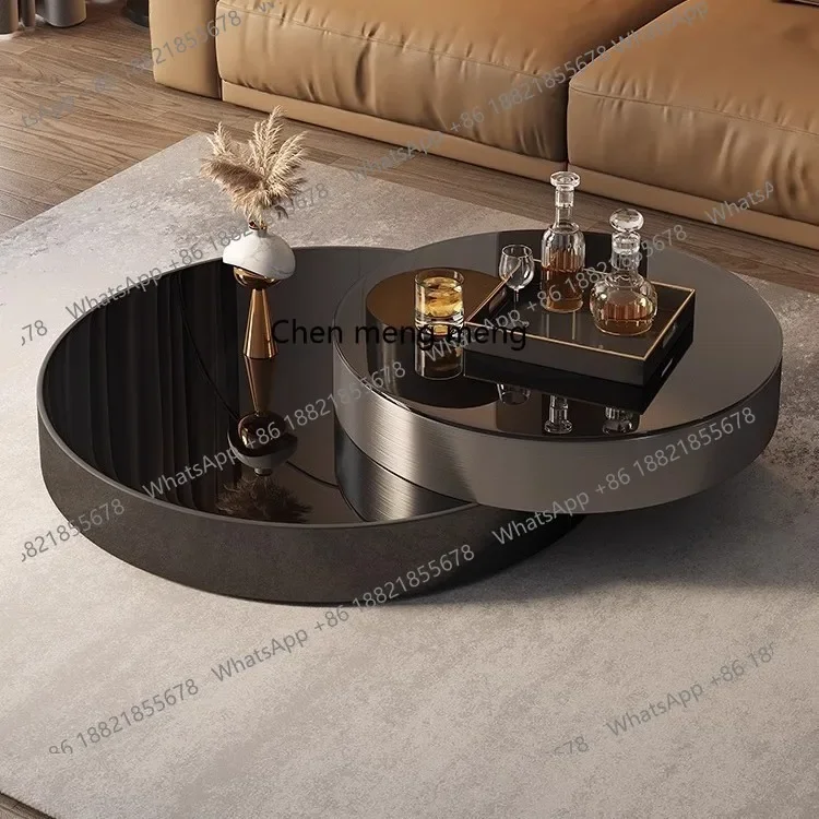 G153 Light luxury rotating coffee table modern simple living room telescopic creative round combination size apartment tea table