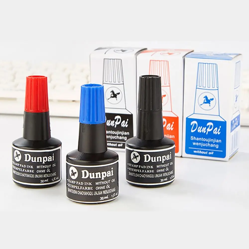 30ML Stamp Pad Ink Marker Pen Ink Quick-drying Printing Red Blue Black Color