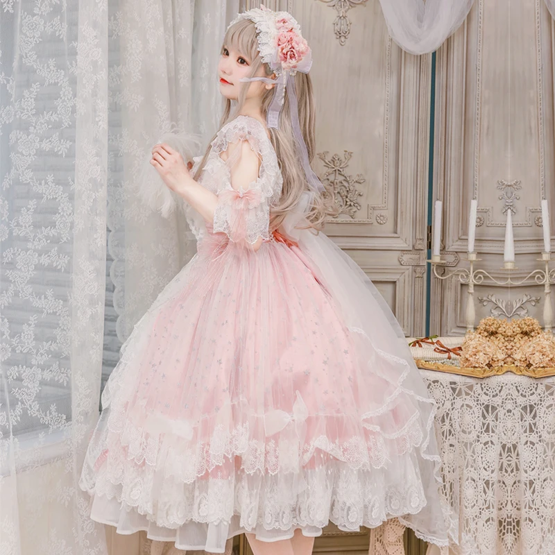 Vestido de fiesta de té Lolita para niña, hermosa flor de boda