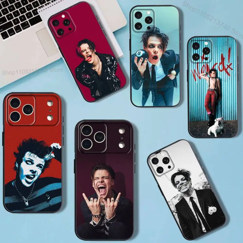 

Y-YungbludS COOL Singer allover print Phone Case For iPhone 11,12,15,16,17,13,14,Pro,Max,Plus,E,Mini,Air,SE4 Black Soft Cover