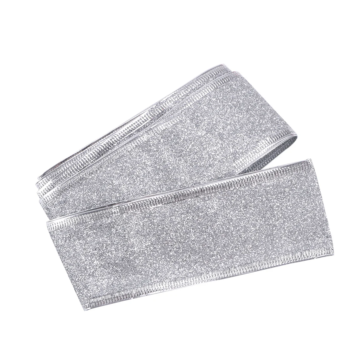 

200Cm Glitter Ribbon Christmas Decorative Band Tree Decoration Wedding Accessories Diy Craft Flocking Cloth Silver Color