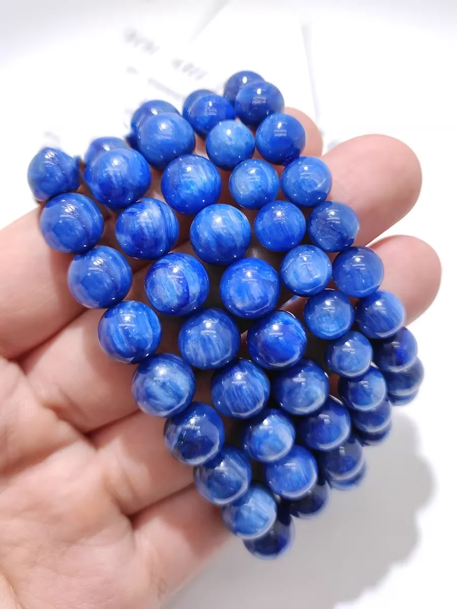 

8-12mm Blue Natural Gems Stone Adjustable Kyanite Bracelet 8inch