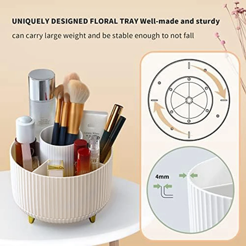 360° Rotating Pencil Pen Holder Cup, Desk Accessories, 5 Slot Make Up Brushes Cup