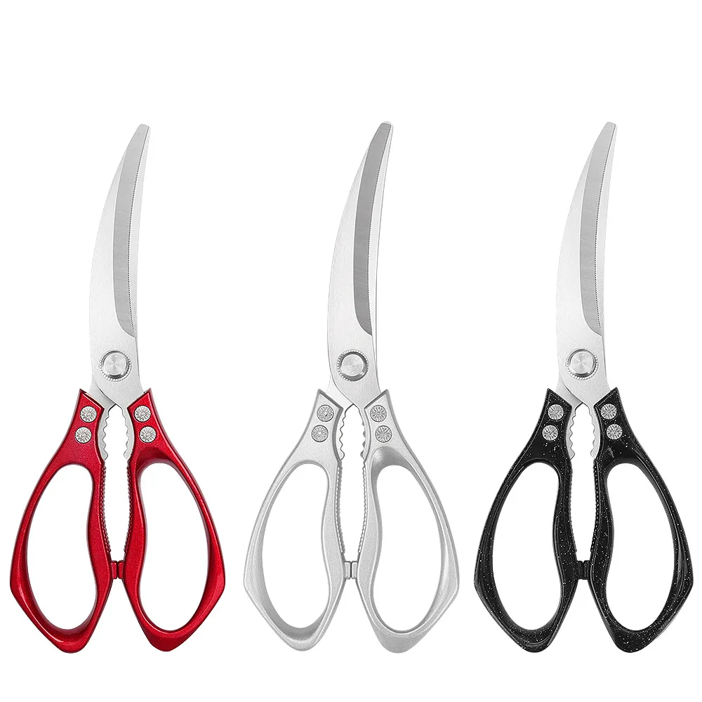 

Stainless Steel Barbecue Scissors Thickened Chicken Chops Steak Scissors Kitchen Multi-functional Scissors Non-slip Serrated