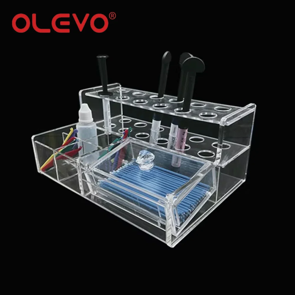 Dental Composite Organizer Acrylic Dispenser for Resin Adhesive Syringes Micro Applicator Brush Dentistry Tools Placement Box