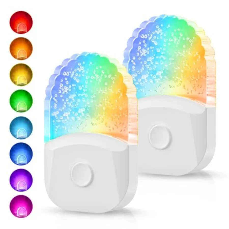 

Night Lights Plug Into Wall [2 Pack], Color Changing Night Light for,8-Color LED Nightlight with Dusk to Dawn Sensor for Bathro