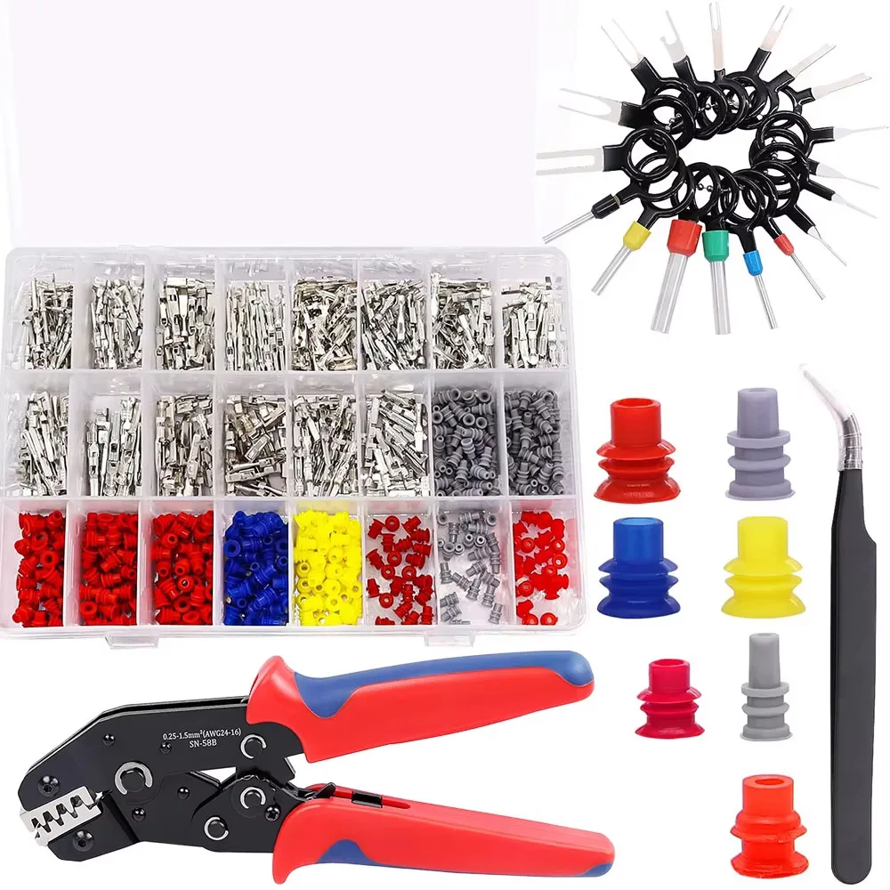 535 Stück Auto-Kabelanschlussstifte, 1/1,5/1,8/2,2/2,8/3,5 mm, nicht isolierte Stecker, Demontage von männlichen und weiblichen Crimpstiften – Detail 2