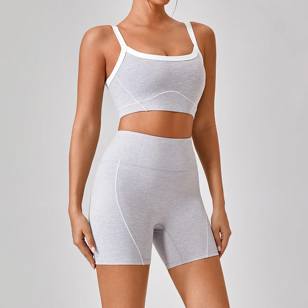 

Naked Feel Seamless Sports Bra Set Colorblock Strappy Back High-Waisted Leggings Built-In Padding Yoga & Gym Workout Outfit