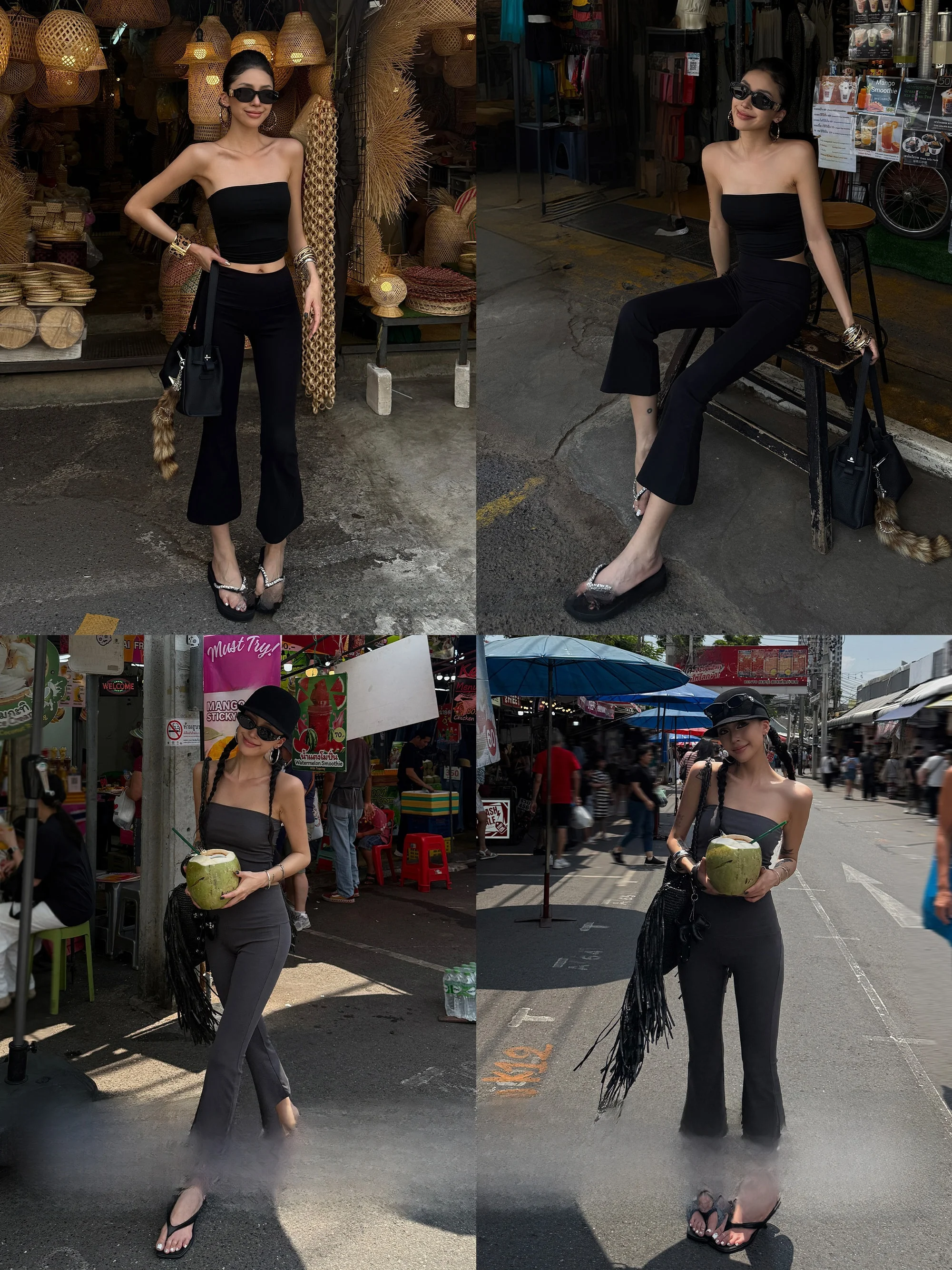 

Wild Zero Sexy Minimalist Set Women's New High-End Personality Tube Top Slimming Flared Pants Two-Piece Set Casual Spring Fas...