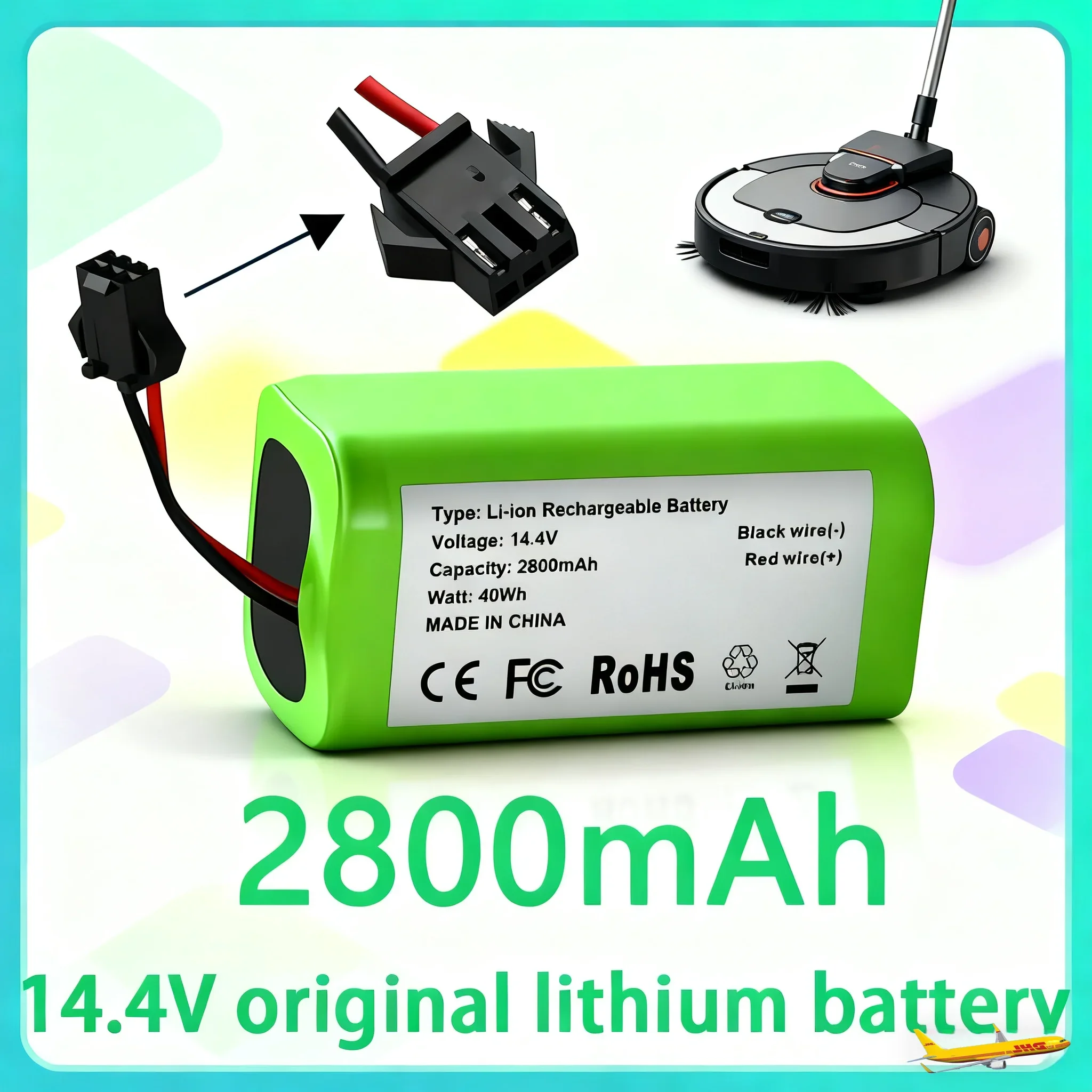 

14.4v2800mAh Replacement Battery Compatible with Ecovacs Deebot N79 N79S DN622 & Eufy RoboVac 11,11S,12,15C,15T,35C,G10 Hybrid