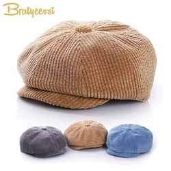 Vintage Baby Hat for Boys Corduroy Newsboy Baby Cap Children Beret Hats Autumn Winter Baby Boy Hat Kids Accessories for 1-7Y