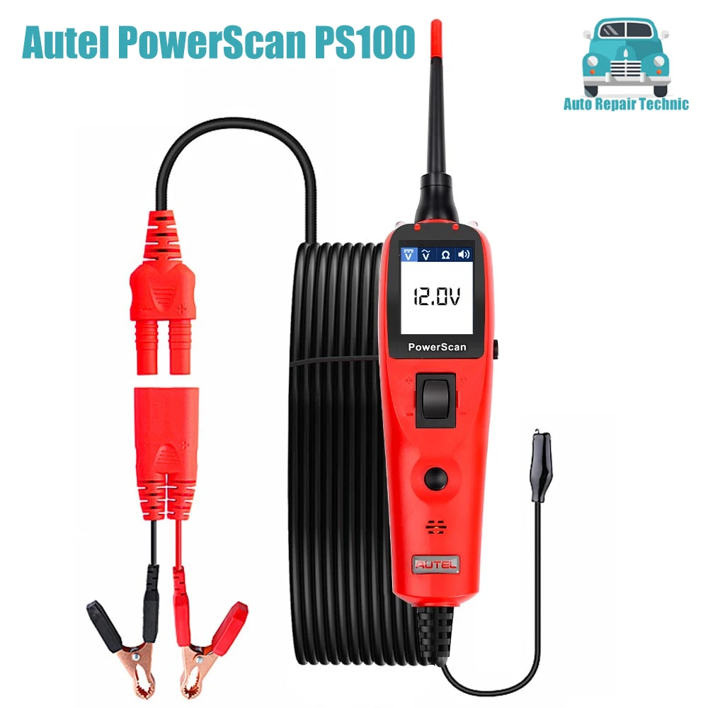 Autel PowerScan PS100 Auto Car Electrical System 12-24V Power Probe Kit Circuit AVOmeter Tester Automotive Car Diagnostic Tool