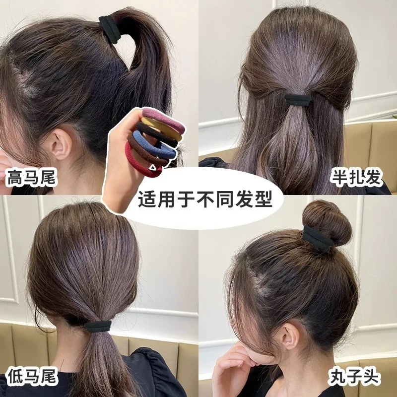 50 pz elastico nero base fascia per capelli ragazza donna colori misti elastico cravatta per capelli Scrunchies accessori per capelli supporto coda