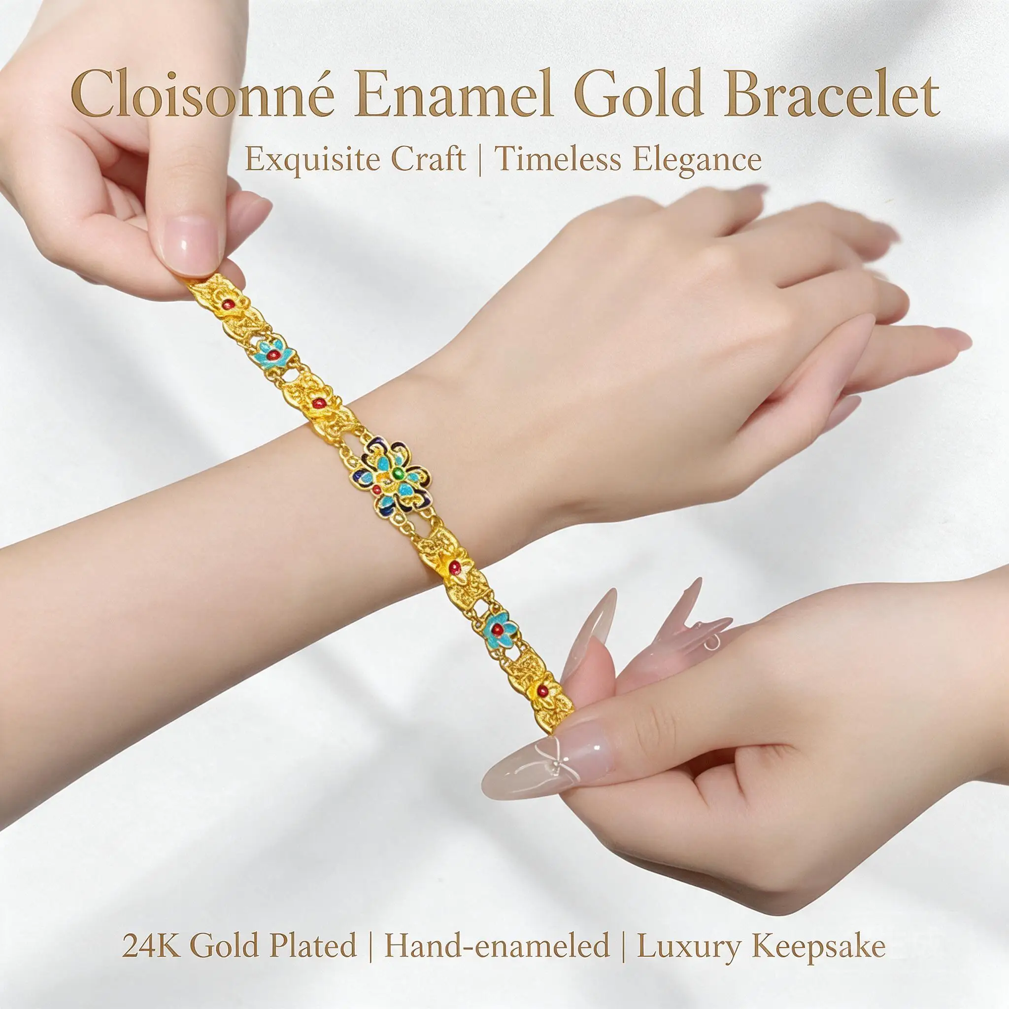 Chinese Style Enamel Butterfly Flower Handstring Bracelet For Women Lucky Blessing Fortune Auspicious Exquisite Jewelry Gifts