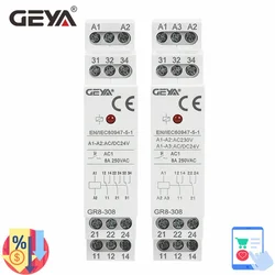 GEYA GR8-308 3SPDT Intermediate Relay Auxiliary Relay 8A Electronic Relay Switch 12V 24V 48V 110V 230V