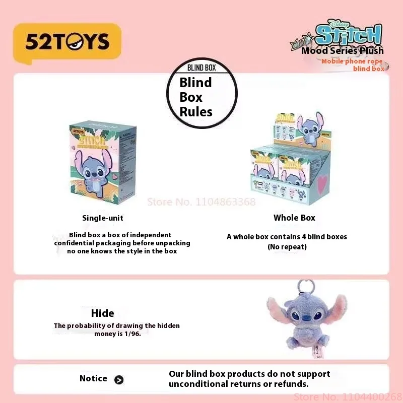 Vendita calda di alta qualità 52 giocattoli Stitch Mood Series Trendy Mystery Box Blind Box Vinile Decorazione viso Telefoni cellulari Giocattoli Disponibile