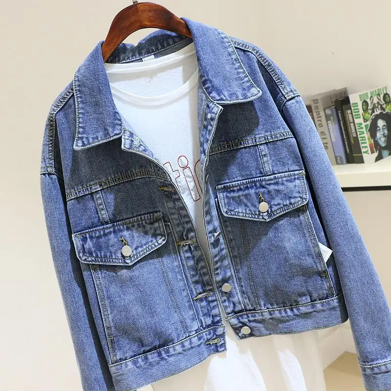 Fashion Short Denim Jacket Tops Female Outerwear Korean Outerweat 2024 Spring Autumn New Loose Jeans Coat Basic Coats Women