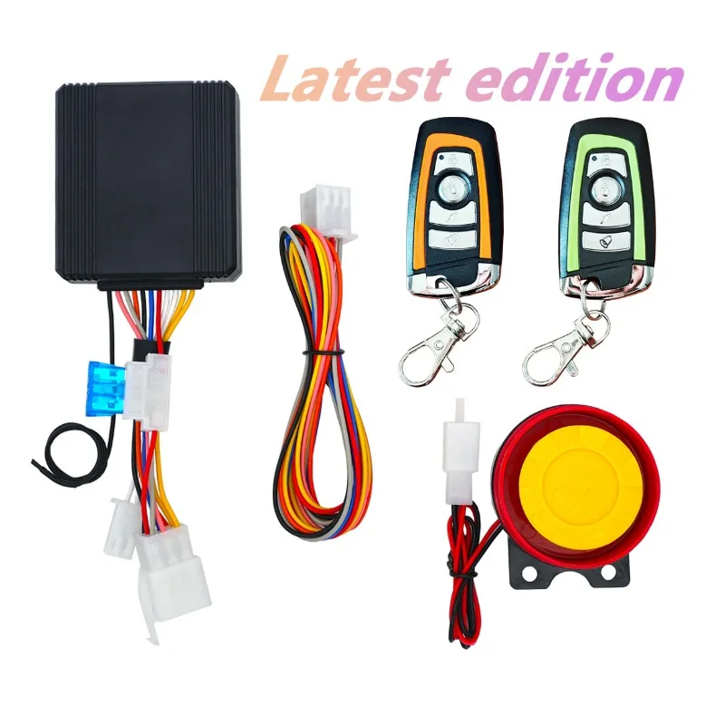 All-in-one 12v Universal Motorcycle Anti-theft Alarm System with Ignition Kill, Independent Hazard Light, and Automatic Arming