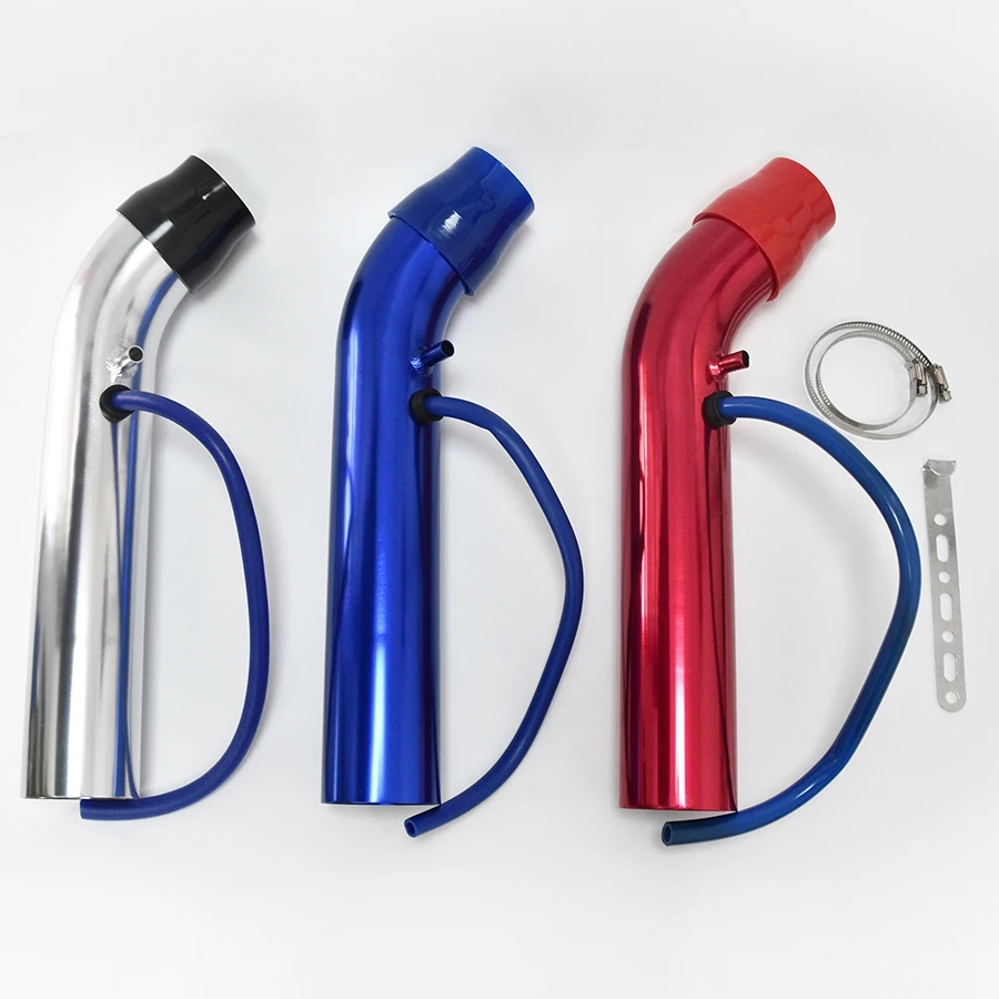 Universal Alumimum 76mm Car Cold Air Intake Turbo Induction Pipe Tube Silver Blue Red