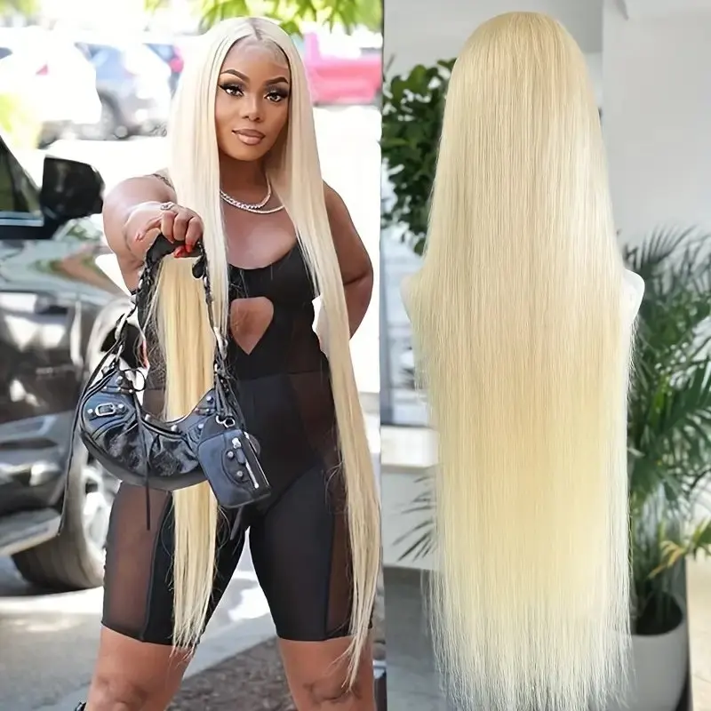 YKB 34 Inch HD Transparent Lace Front Human Hair Wigs 13x5 Straight Lace Frontal Wig 613 Honey Blonde Colored Malaysia For Women