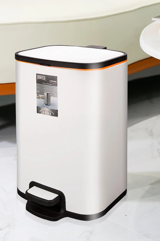 

Golden 304 Stainless Trash Can Bathroom Garbage Office Accessories Trash Can Bedroom Metal Cubo De Basura Cleaning Accessories