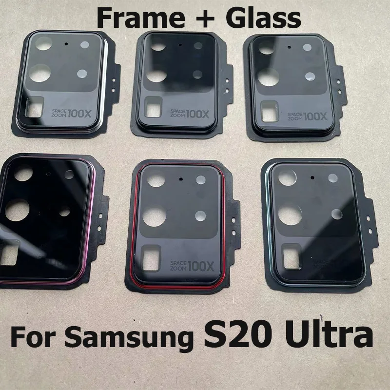 Back Rear Camera Glass Lens Cover With Frame Glue Adhesive Holder Replacement For Samsung Galaxy S20 Ultra SM-G988B/DS