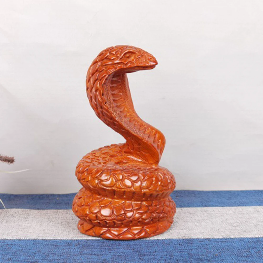 

Snake Ornaments Hand Carved Wood Statues Feng Shui Desktop Figure Wooden Snakes for Garden Chinese Figurine