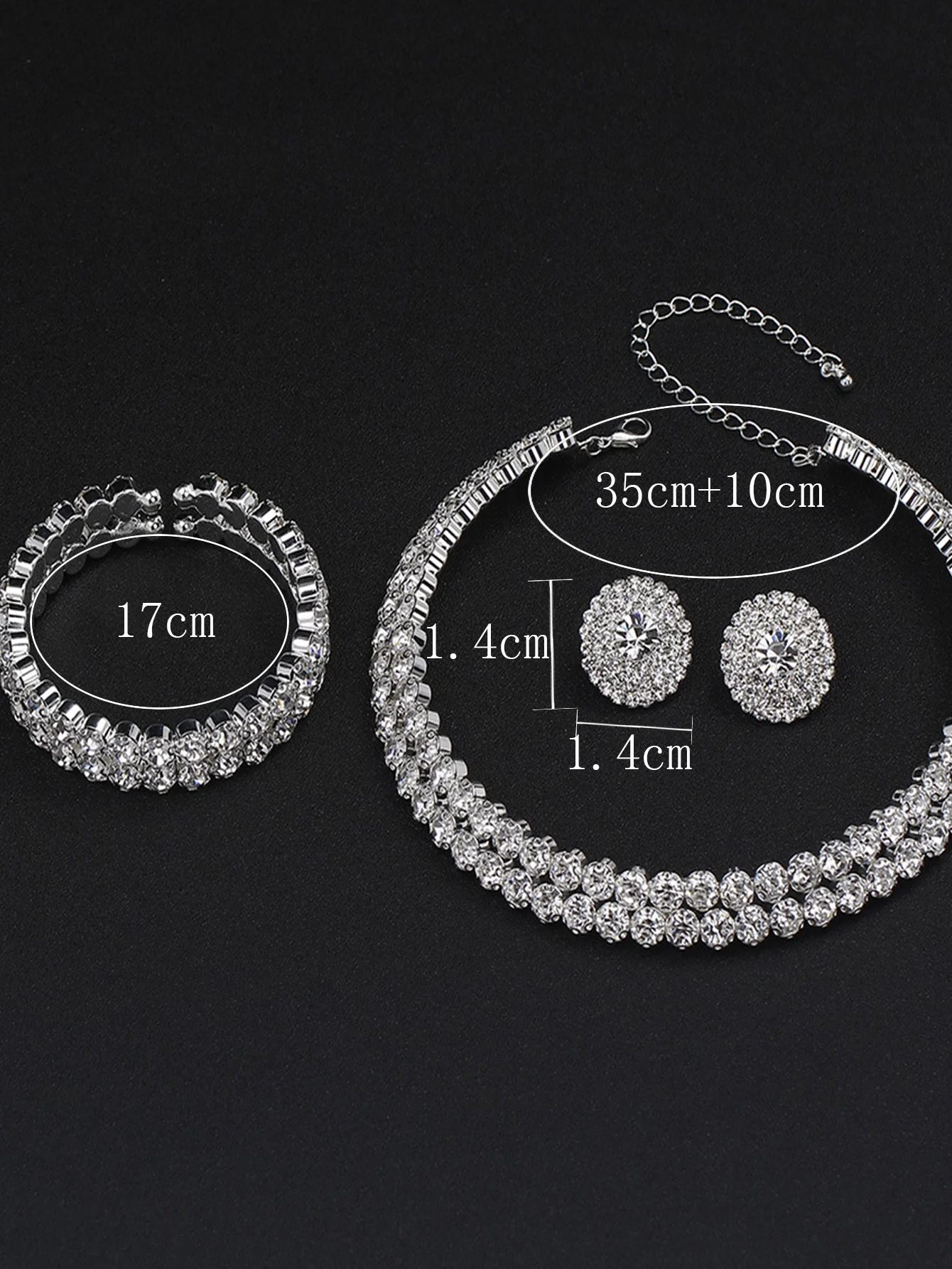 4pcs Wedding Women\'s Jewelry Set Rhinestone Earrings Necklace Bracelet Party Luxury Fashion Accessories