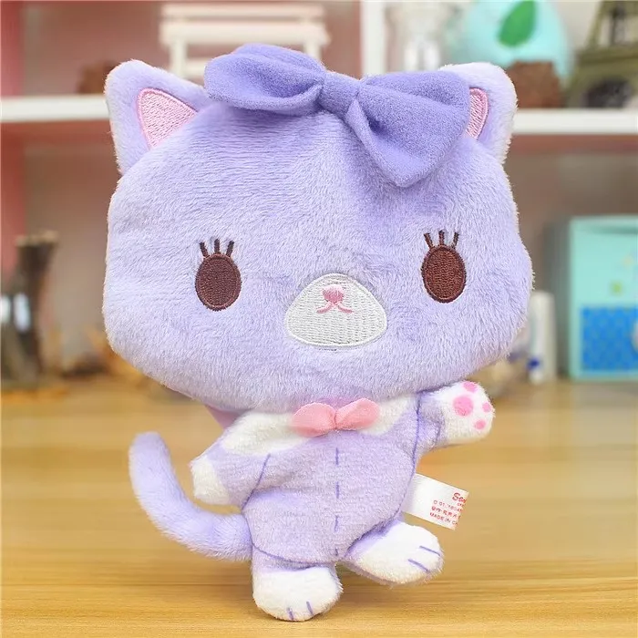 Mewkledreamy Purple Cat Plush Coin Purse Pouch Wallets Kawaii Cute Women Bag Keychain Key Chain Mini Small Storage Organizer Bag