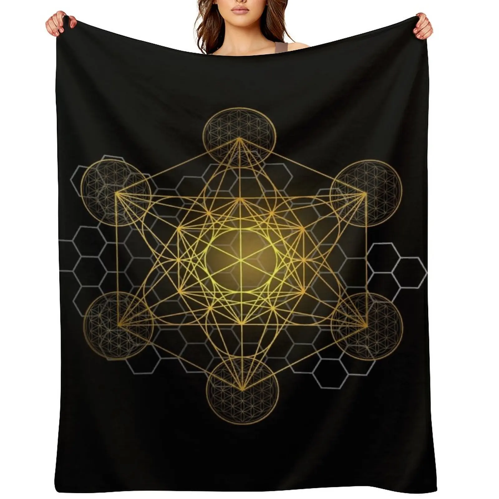 

Sacred Geometry Metatron's Cube Throw Blanket Beautifuls Quilt Soft Plaid Blankets For Sofas Blankets