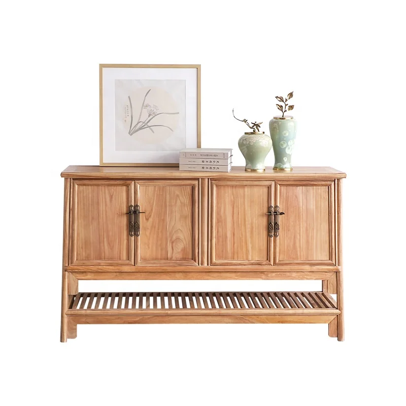 

New Chinese-style solid wood entrance shoe cabinet hotel apartment