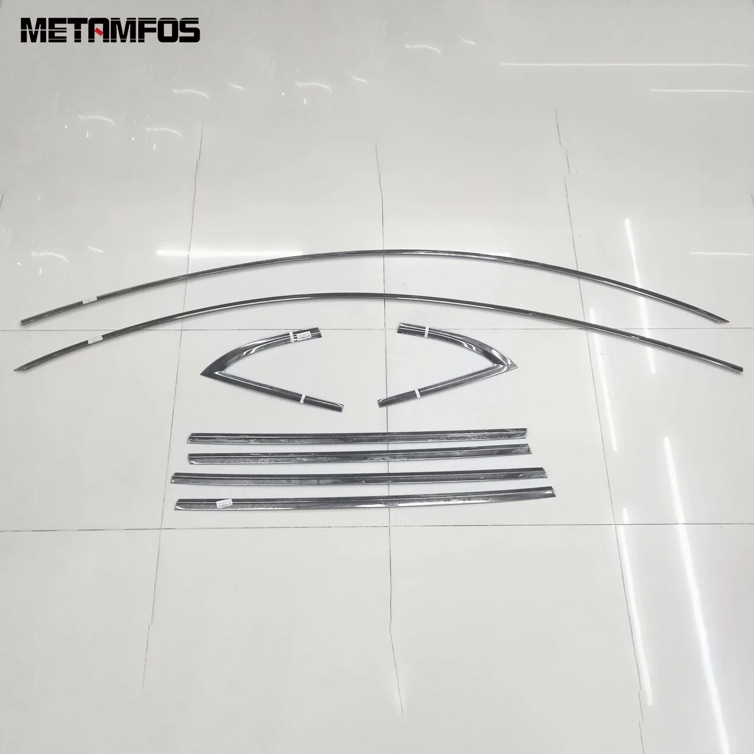 اكسسوارات ل تسلا نموذج 3 2016-2019 2020 2021 2022 2023 2024 الفولاذ المقاوم للصدأ العلوي + السفلي إطار النافذة عتبة الكسوة تصفيف السيارة