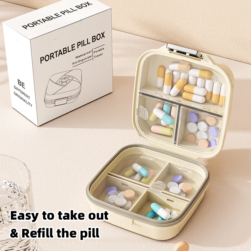 Mini portable pill storage box, travel portable small medicine box, mini plastic grid stylish small medicine box