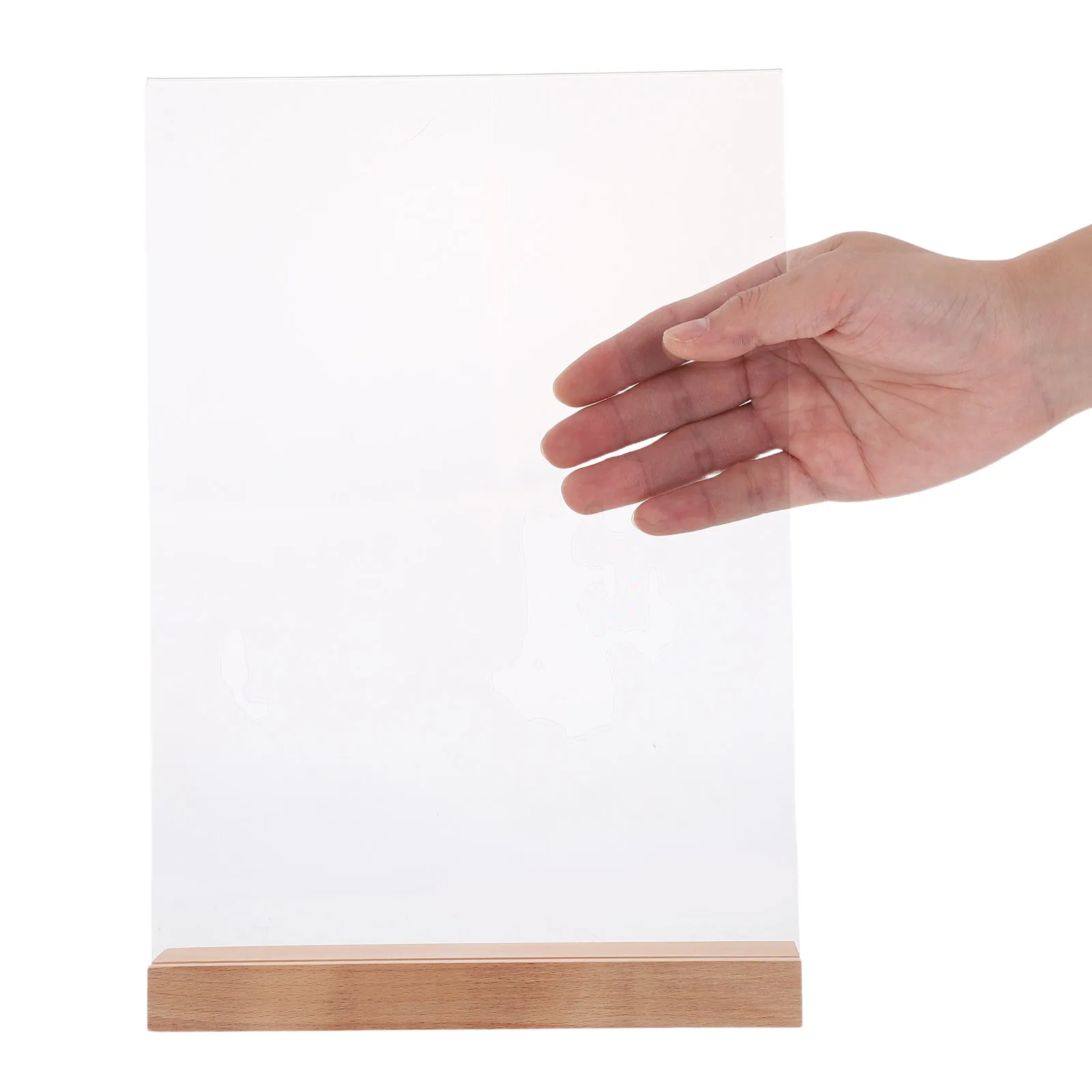 3 قطعة الاكريليك واضح L على شكل حامل القائمة قاعدة خشبية A4 منضدية عرض موقف إطار صور مستقر 12.18x8.25in حامل القائمة #3