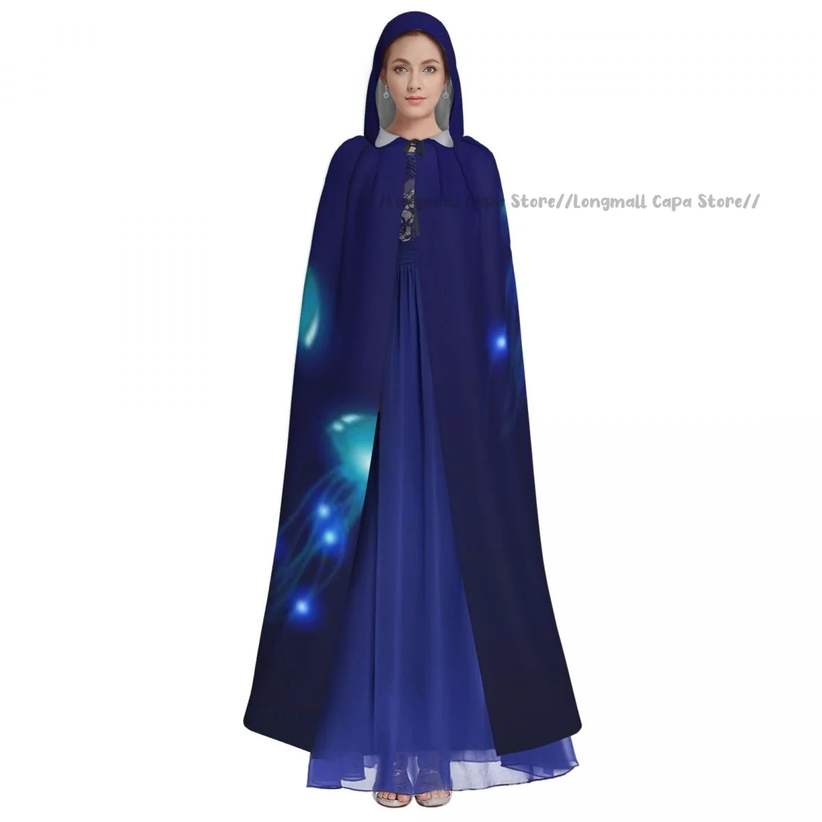 Witch Cloak Jellyfish At Underwater In The Ocean Halloween Cosplay Costume Unisex Adult Cloak Retro Ages Cape