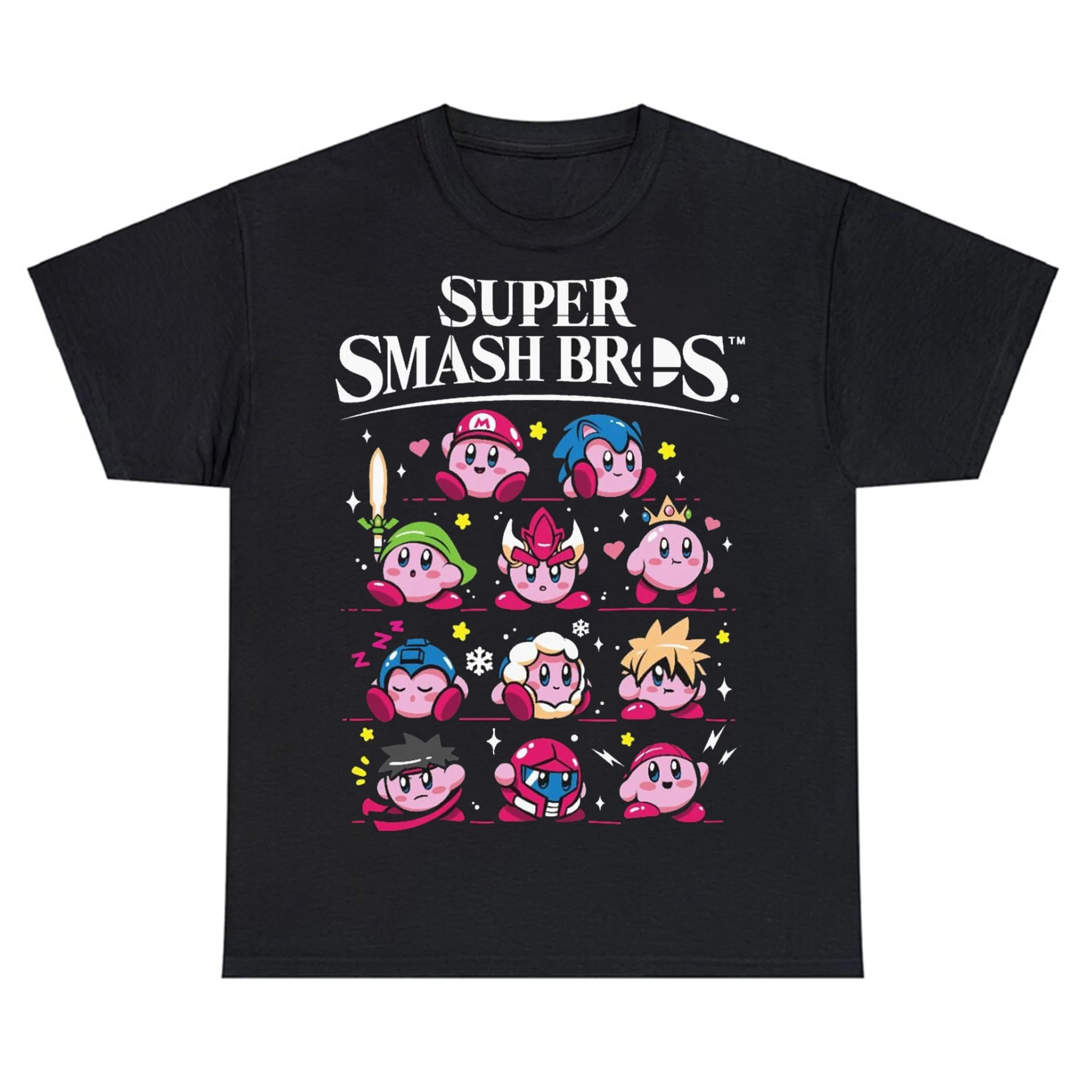 Super Smash Bros Kirby Tranformations T-Shirt Stylish Oversized Vintage Harajuku Summer Cotton Streetwear Men Women Unisex Tees