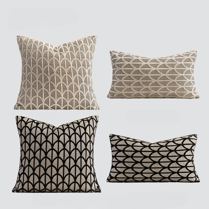 

30X50/50X50CM Geometric Cut Velvet Throw Pillow Cover Coffee French Waist Cushion Cover Decor Home Decorative Pillowcase