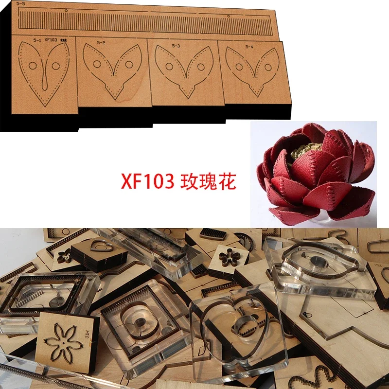 Fatto a mano in legno Die Rose Leather Craft Punch Hand Tool Cut Knife mold XF103 strumenti artigianali in pelle