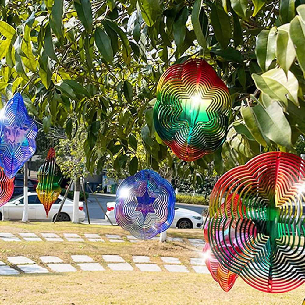New Colorful Wind Spinners 3D Bird Repelling Wind Chimes Rotating Reflective Scarer Hanging Ornament Outdoor Garden Decoration