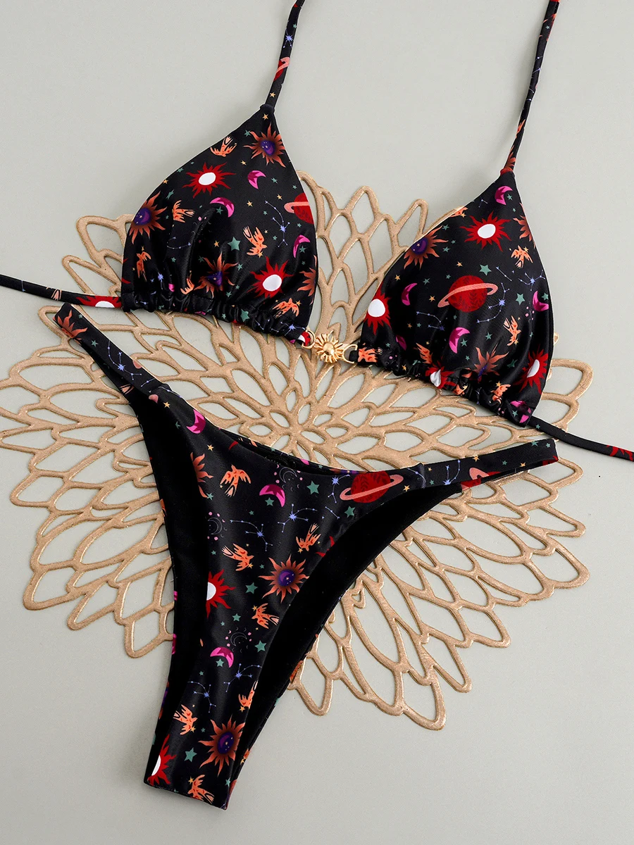 

Микро-бикини 2025, сексуальный купальник, женский купальник, бразильский комплект бикини с пуш-ап, бикини с принтом, летние стринги, пляжная одежда, женская