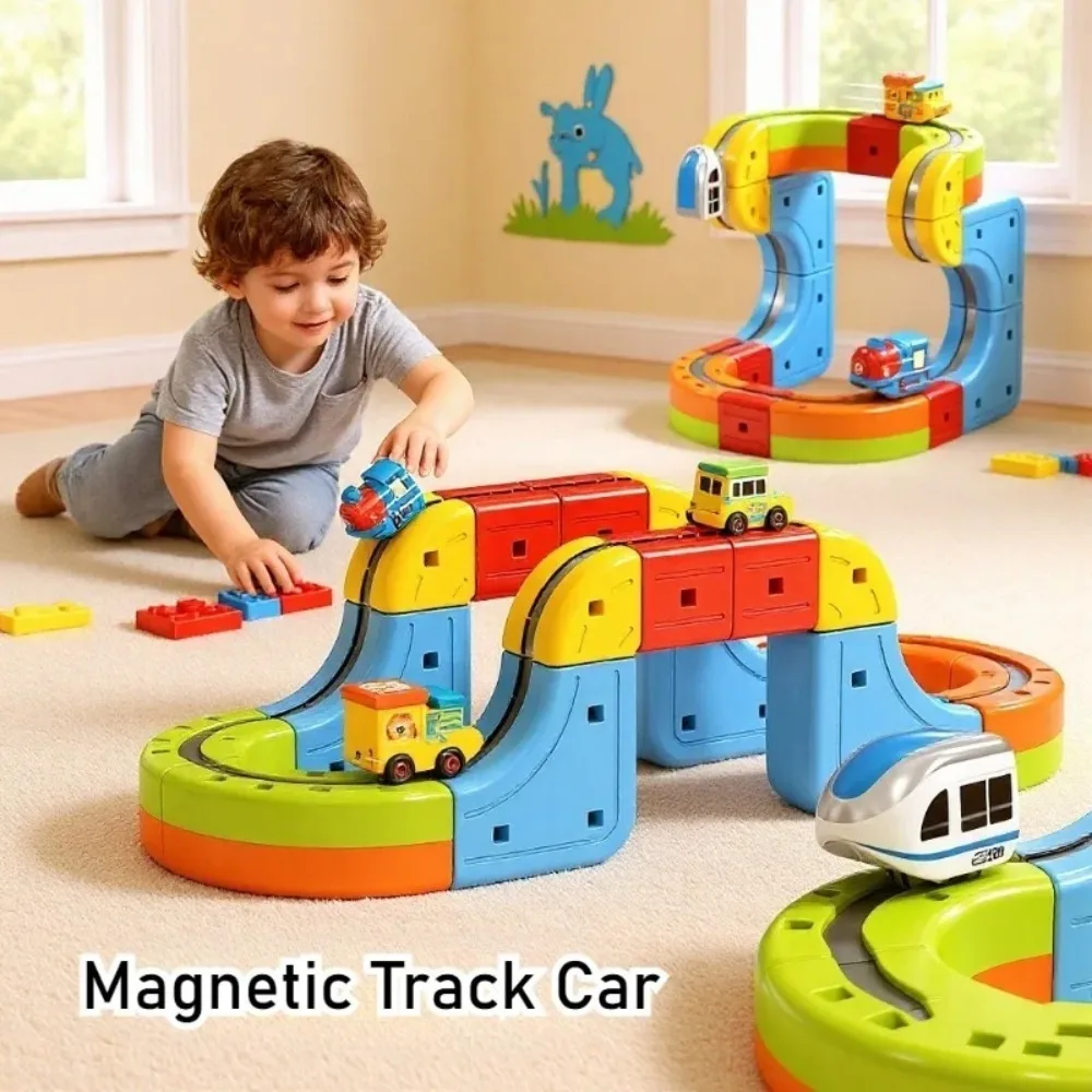 Assemblaggio fai-da-te Treno magnetico elettronico 3D Auto ferroviaria senza telecomando Giocattoli educativi per bambini Regalo di Natale