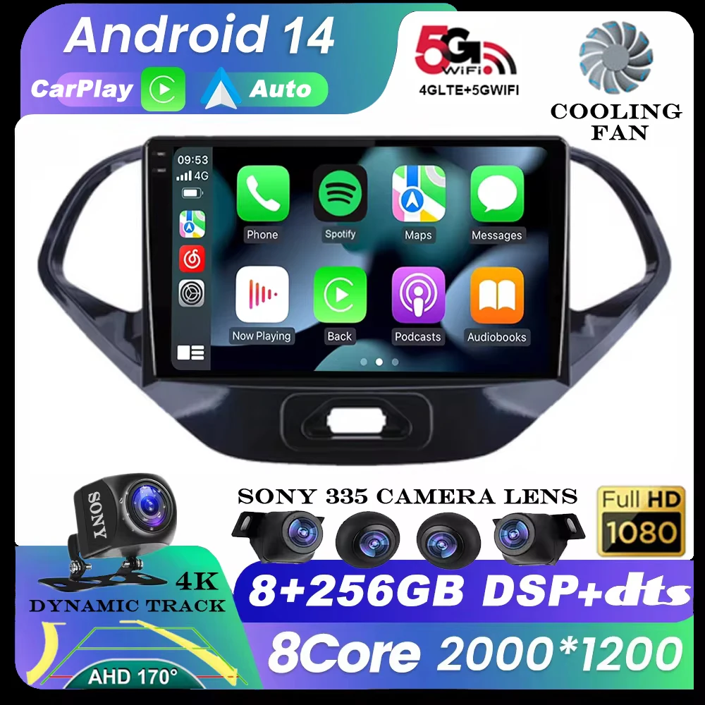 

Android 14 Car Radio For Ford Figo 2015 - 2018 Multimedia Stereo Video Player QLED Carplay Auto GPS WIFI Navigation 360 Camera