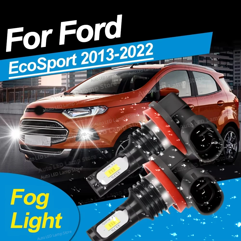 2pcs LED Fog Light Blub Canbus Lamp 20000LM Ultra Bright For Ford EcoSport 2013 2014 2015 2016 2017 2018 2019 2020 2021 2022