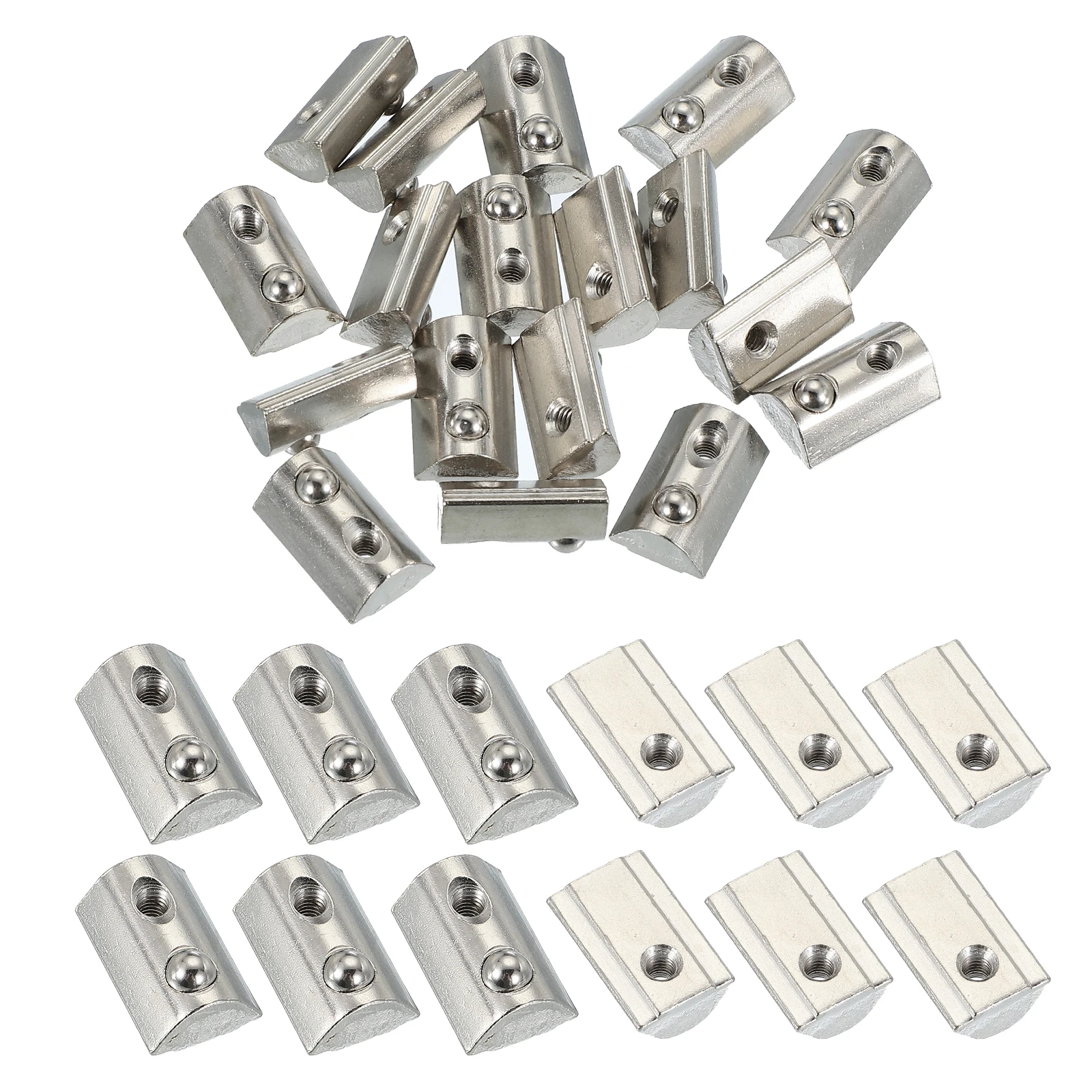 20Pc M4/5/6/8 T Slot Nuts Roll-in Spring Ball Loaded Elastic Nut 8mm Slot Aluminum Extrusion Profile Rail 3D Printer 4040 Series