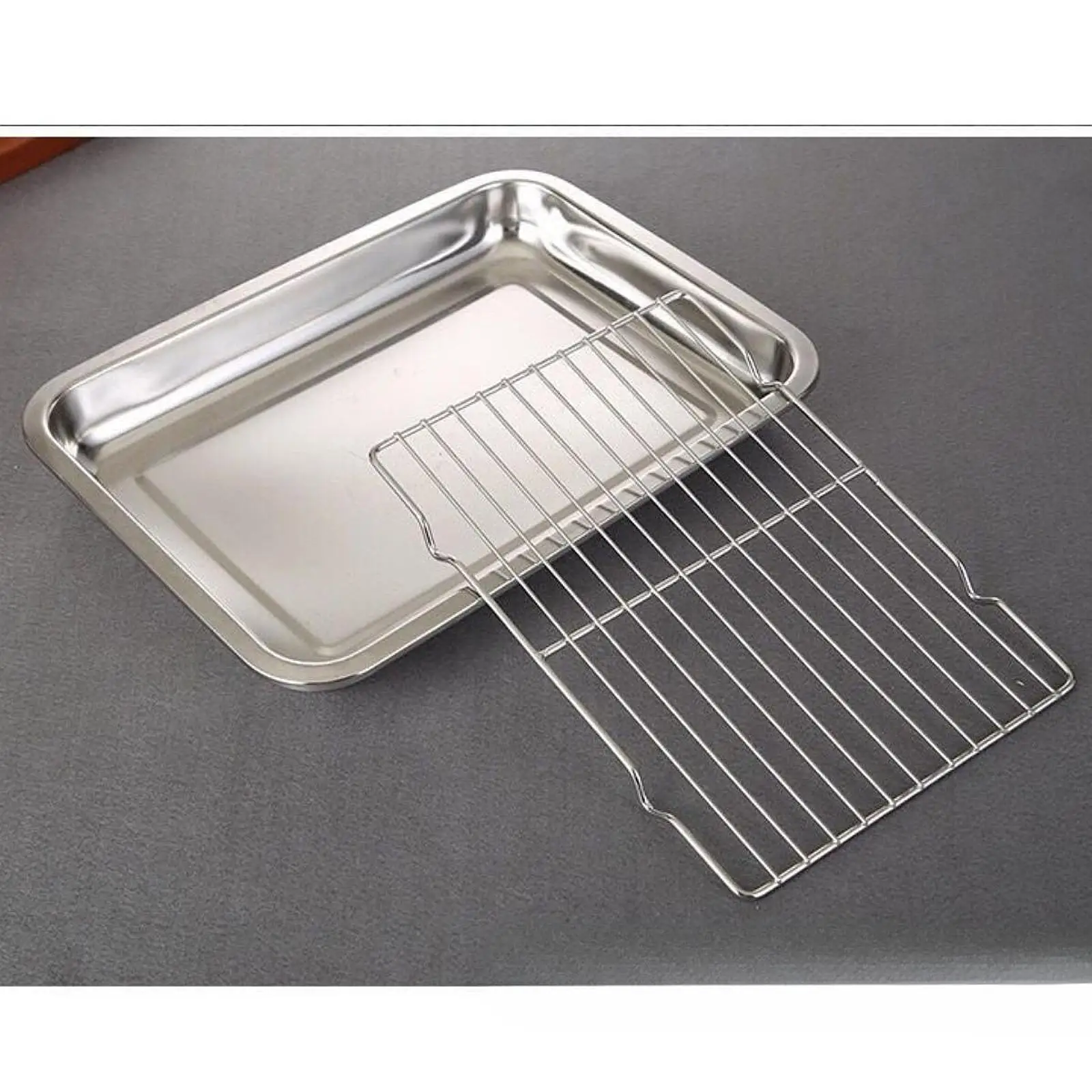 Bandeja para Hornear con Rejilla Metálica, Contenedor de Alimentos, Práctica Bandeja Metálica para Hornear para Reuniones Familiares, Cafeterías, Hoteles, Barbacoas Domésticas