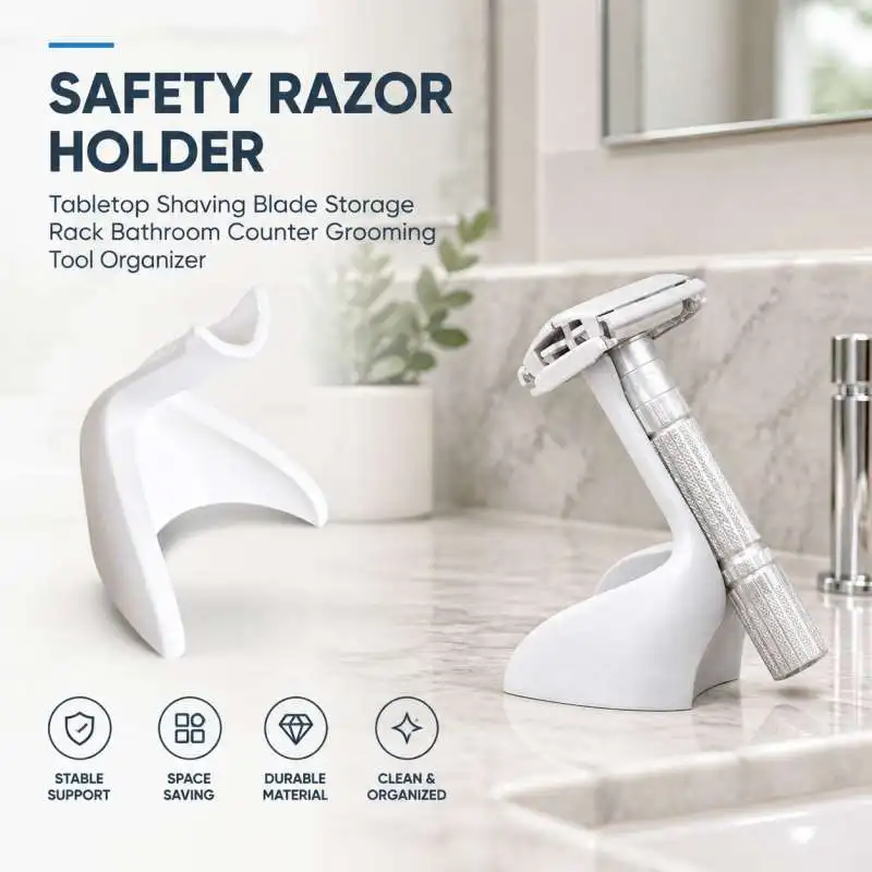 Safety Razor Holder Tabletop Shaving Blade Storage Rack Bathroom Counter Grooming Tool Organizer