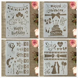 A4 26cm stencils para bolo de aniversário, casamento, diy, diy, artesanato, pintura, scrapbooking, estampagem, gravação, álbum, modelo de papel, 4pcs