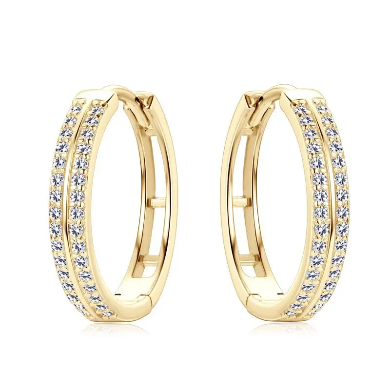 

Apaison 100% 925 Sterling Silver Hoop Earrings For Women Cute Girl 1 mm Moissanite Gold Plated Earrings Gifts Wholesale