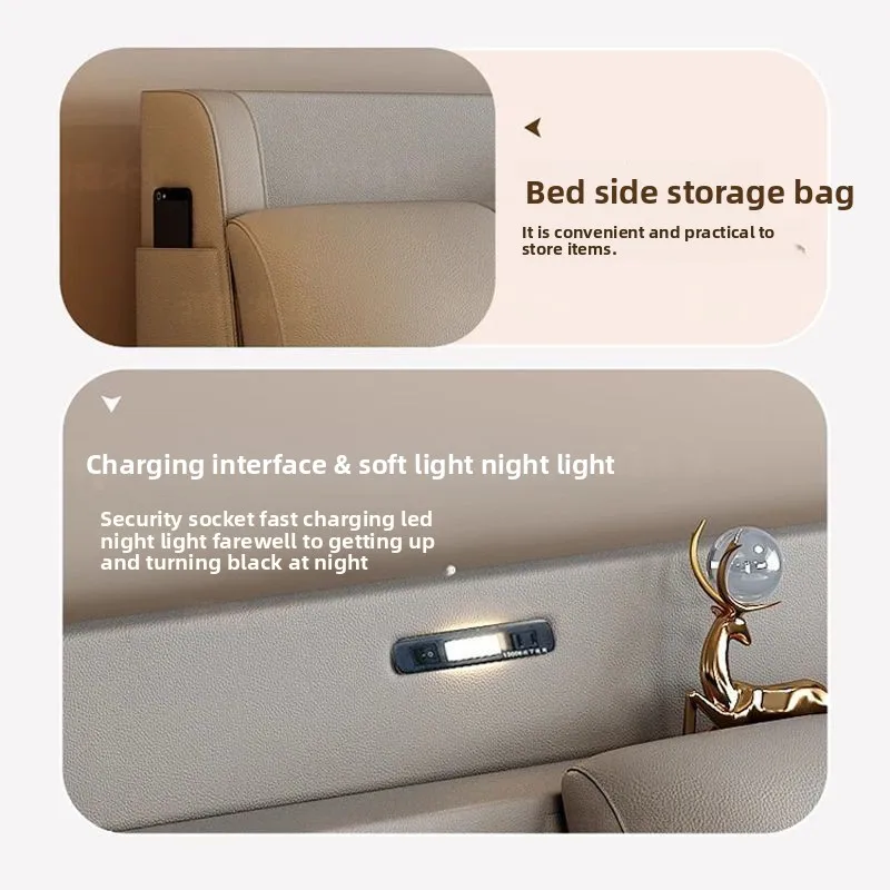 Bedside Storage Leather Bed 1.5 Multifunctional Drawer European Soft Bag Master Bedroom 1.8 Double